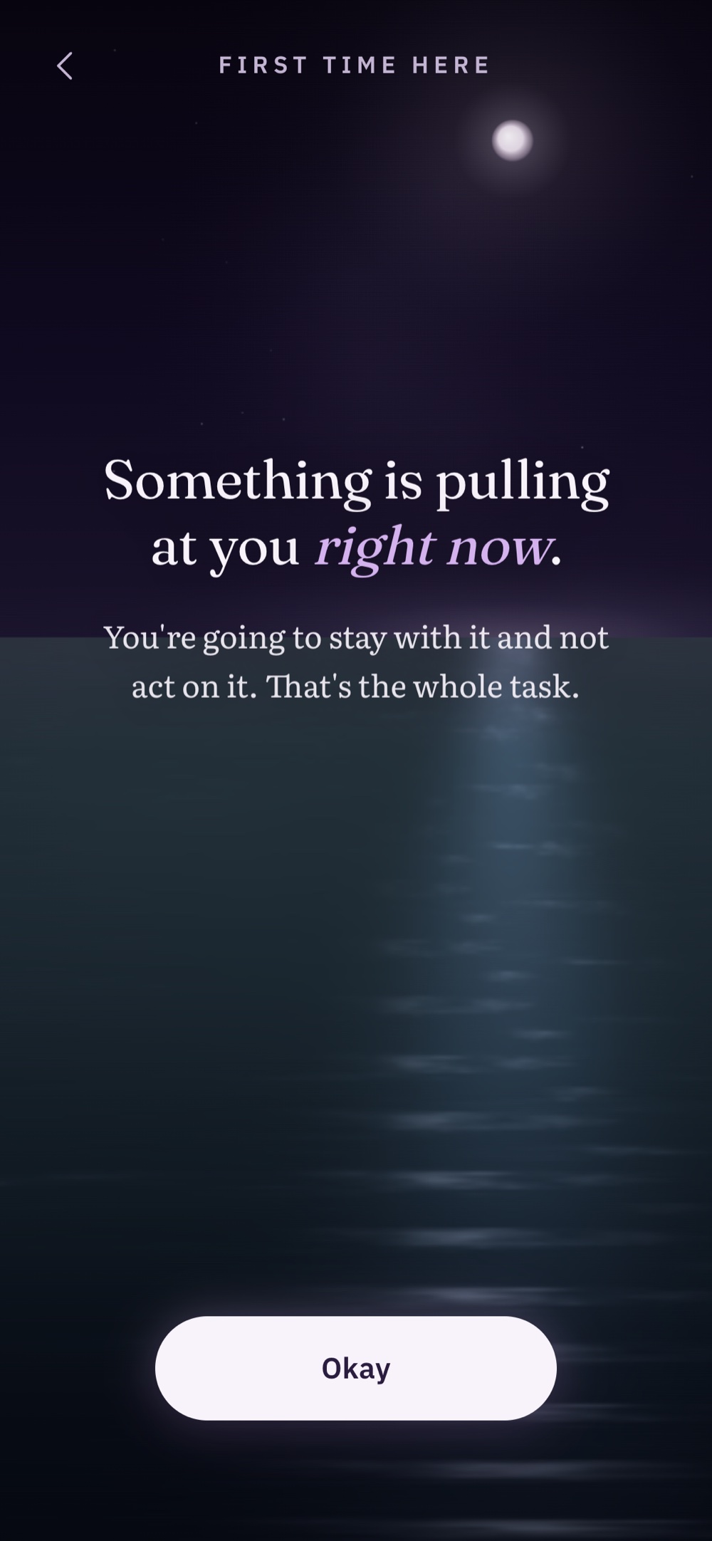 Urge surfing: a calm moonlit sea to sit with an urge without acting